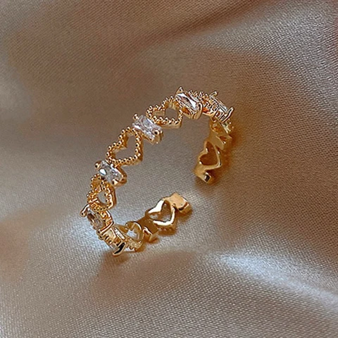 New Simple Temperament Finger Ring For Women Exquisite Rhinestone Zircon Adjustable Ring Girls Party Banquet Jewelry Gift