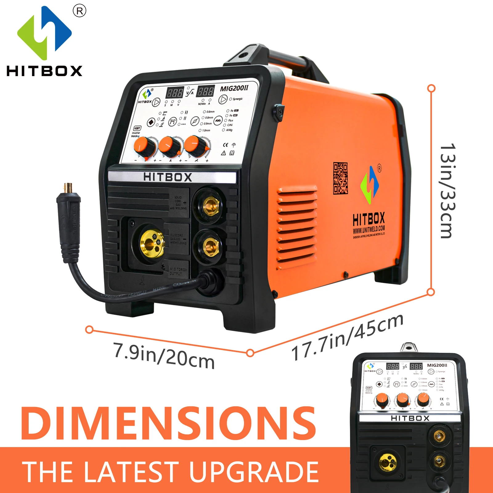 NEW HITBOX Mig Welder Aluminum Welding Synergy Control Stainless Steel Iron Steel Welder 220V MIG ARC TIG MIG 200II 3