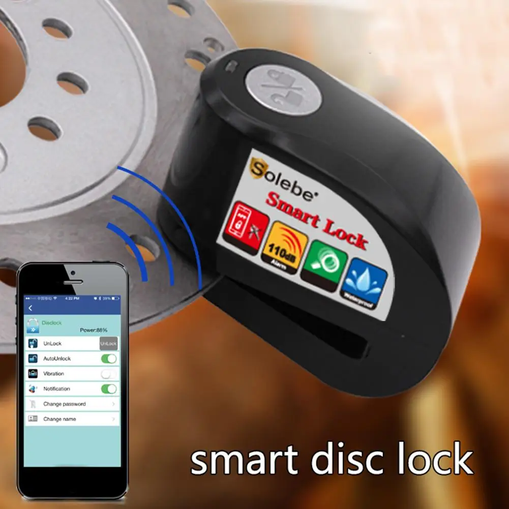 

Anti-theft Bluetooth Phone Control Motorcycle Motorbike Disc Brake Alarm Lock