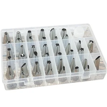 

Stainless Steel Mouth of Piping Device Cake Decorating Nozzle nai you zui Set 42 Head Baking Mould