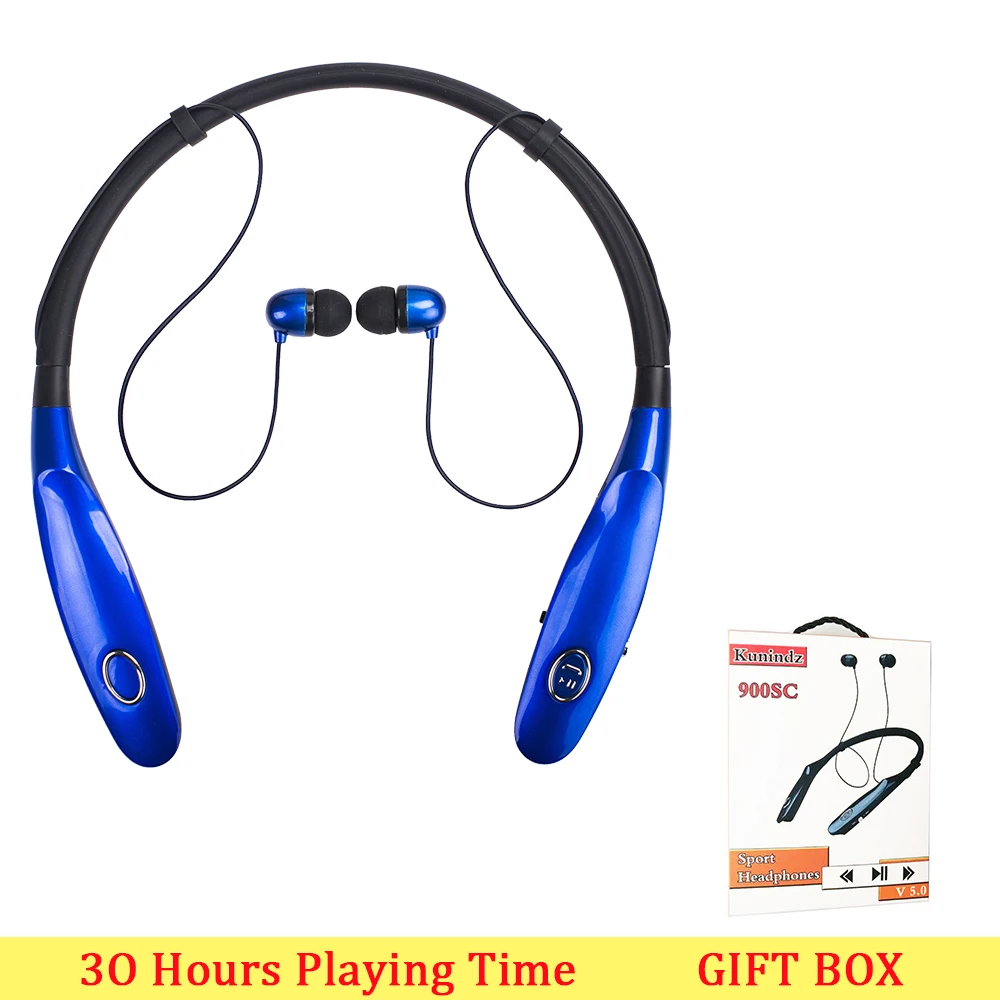 BLUE WITH BOX Bluetooth наушники 30 ч играть Встроенный микрофон беспроводные шейные спортивные наушники стерео auriculares для телефона xiaomi - Цвет: BLUE WITH BOX