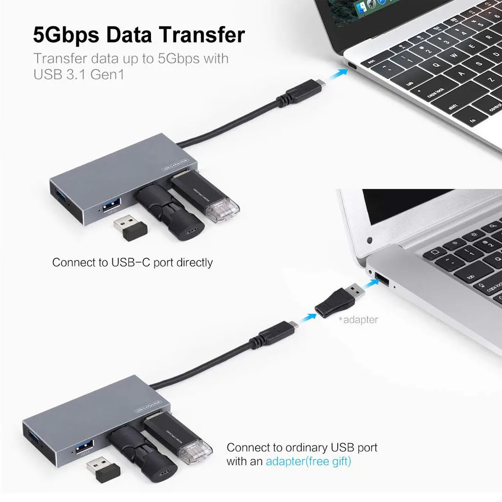 Компьютерная периферийная техника 4-портовый Usb C концентратор, портативный концентратор Usb Type C адаптер с 4 Usb 3,0 портами коммутация#48