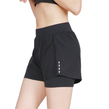 

Reflective 2 In 1 Women's Running Shorts Breathable Quick Dry Elastic Spandex Jogging Marathon Gym Fitness Sport Yoga Shorts