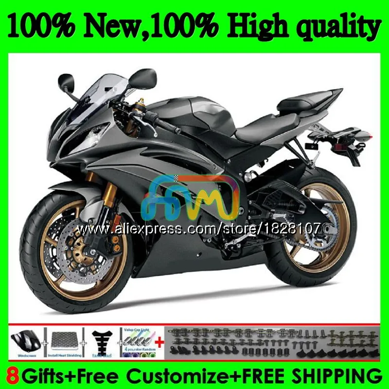 YZF-600 для YAMAHA YZF R6 YZF600 YZFR6 08 13, 14, 15, 16 лет 75BS. 160 YZF 600 серого и черного цветов R 6 YZF-R6 2008 2013 обтекатель