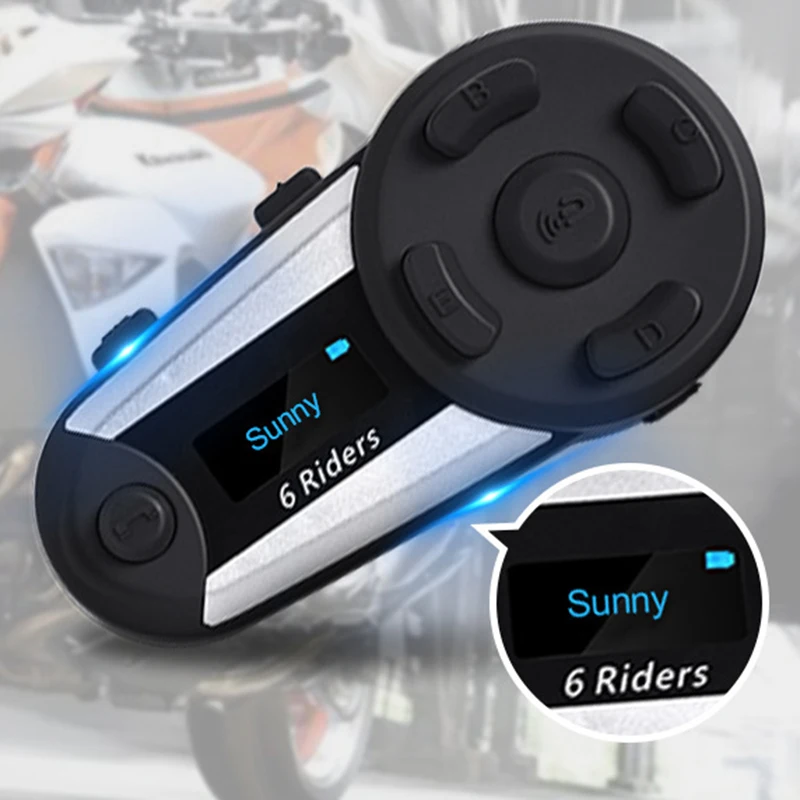 V6 Plus 6 Rider мотоциклетный bluetooth-шлем гарнитура 1200 м FM светодиодный полнодуплексный беспроводной переговорный