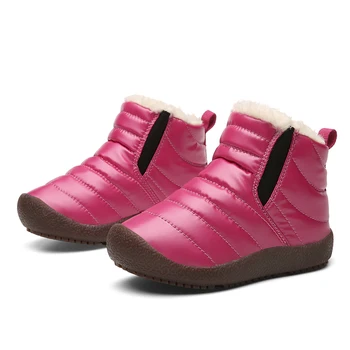 

WaterProof Kids Winter Warm Boots Super Warm Baby Ankle Boots Round Toe Anti Slip Snow Shoes Infant Fur Lined Snow Sneakers D30