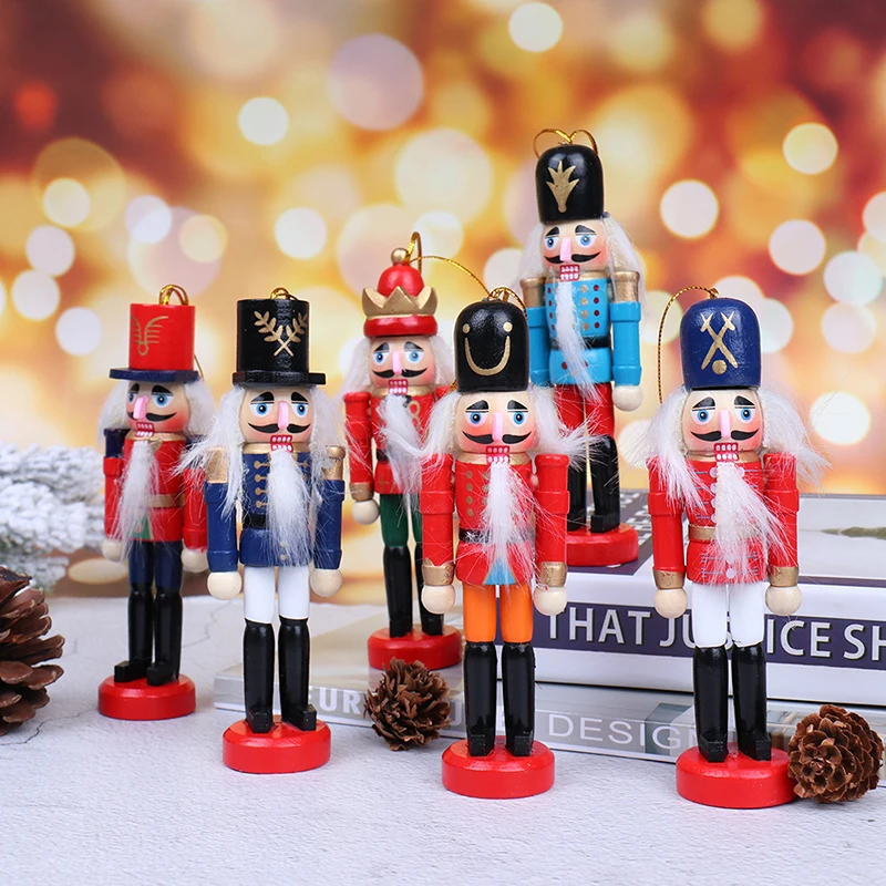 

12cm Cartoons Nutcracker Puppet Christmas Ornaments Desktop Decoration Drawing Walnuts Soldiers Band Dolls Nutcracker Miniatures