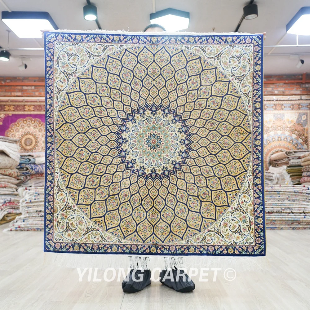 4 'x 4' персидский квадратный Qum ковер изысканный ручной тканый Восточный