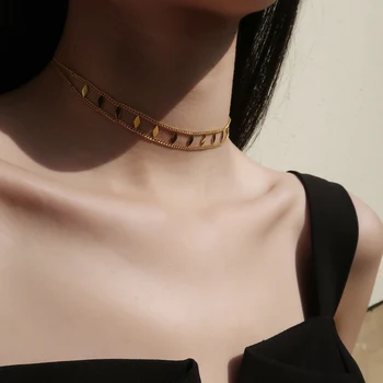 

GHIDBK Street Style Stainless Steel Hollow Lozenge Wide Choker Necklaces 2020 Trendy Statement Collars Necklace Minimal Jewelry