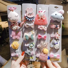 Южная Корея милый Интегрированный чехол для сиденья Детские аксессуары для волос заколки набор мультфильм ткань детские боковые заколки аксессуары