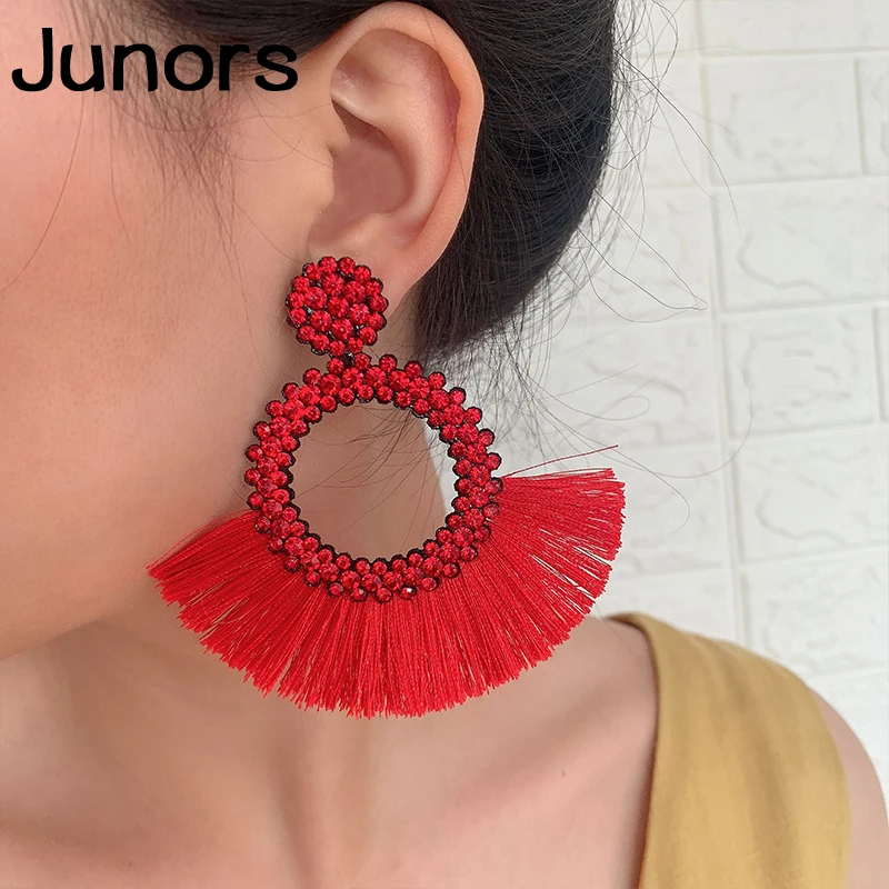Роскошные круглые серьги с кисточками для женщин gadis boho tassel 2019 женские Висячие