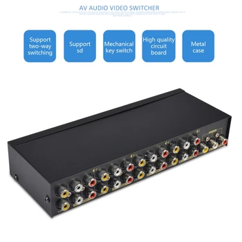 

8-Way AV Switch RCA Switcher 8 in 1 out Composite Video L/R Selector Box for DVD STB Game Consoles