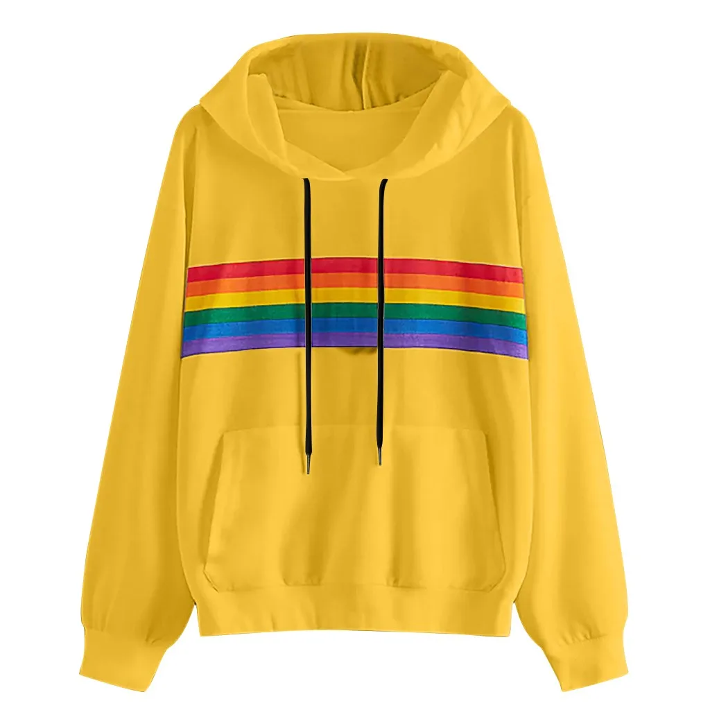 

Jaycosin Fashion Women Simple O-Neck Rainbow Print Sweatshirt Stylish Long Sleeve Comfortable Casual Pullover Tops Blouse 926#3