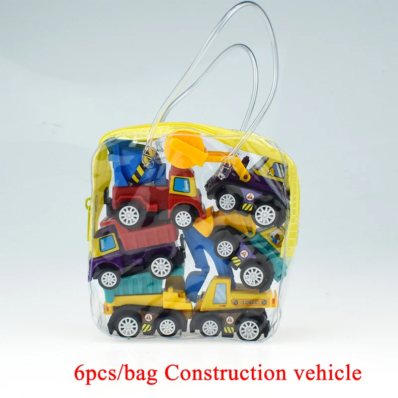 Construction car bag 6 шт./10 шт. мини-игрушки для автомобиля, пластиковая модель автомобиля, забавная модель автомобиля для детей, Набор детских колес, классный подарок на день рождения ZXH - Цвет: Construction car bag