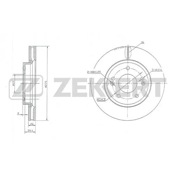 Диск торм. перед. HYUNDAI Elantra II(HD) 06 ZEKKERT bs-5637