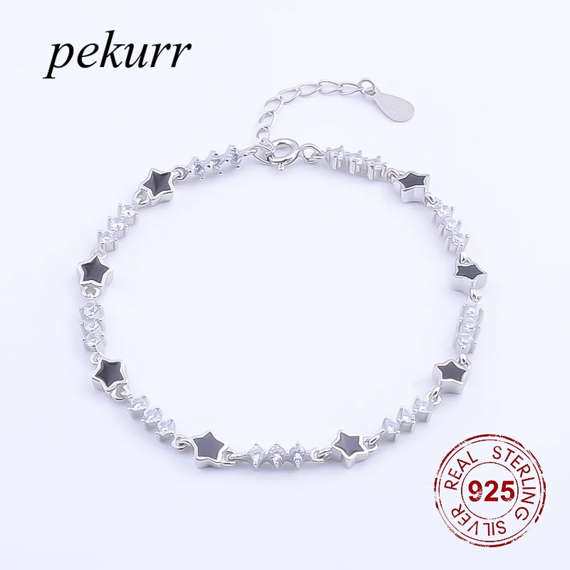 Pekurr 8 коническая звезда цирконовая цепочка Ювелирные изделия из стерлингового серебра 925 пробы женский браслет модные очаровательные аксессуары цепочка для женщин вечерние