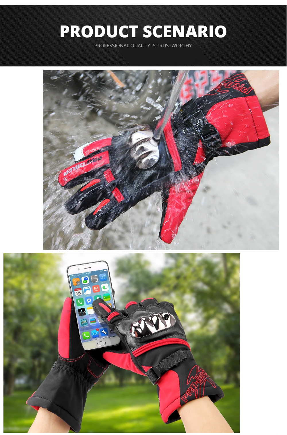 SUOMY Motorcycle Gloves Men Waterproof Windproof Winter Guantes Moto Gloves Touch Screen Motorbike Riding Gloves