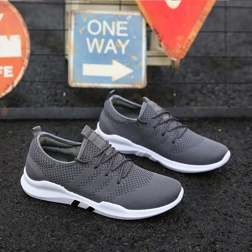 Мужская обувь для бега, мужские баскетбольные кроссовки для ношения на улице, Мужские дышащие спортивные кроссовки, прогулочная мужская обувь, Zapatos De Hombre - Цвет: Серый