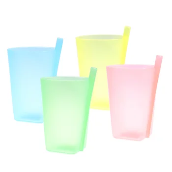 

4PC Candy Color Sippy Cups Water Practical Large Capacity Straw Cups for Children Kids Random Color