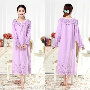 

2020Spring and Autumn New Women's Nightdress White Noble Palace Princess Nightdress Home Service Sleep Tops Sleepwear Women