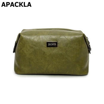 

APACKLA Cosmetic Bag Women High Quality Makeup Bag Cosmetic Cases Vintage Leather Make Up Large Capacity Travel Organizer Bag