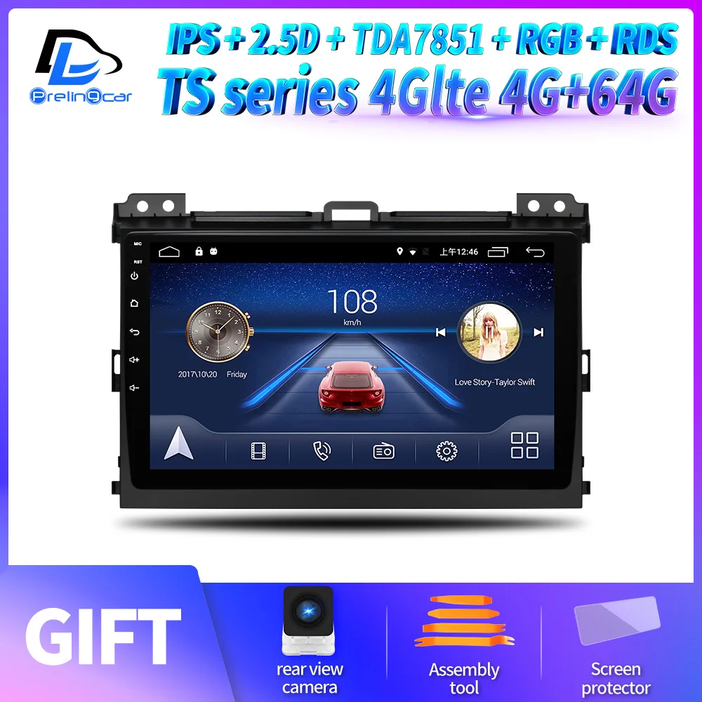 Prelingcar для Toyota LAND CRUISER Prado 120 2003-2009 android автомобильный gps радио мультимедиа no 2 din android видео плеер Navigatio - Цвет: TS  4G64G An8.1