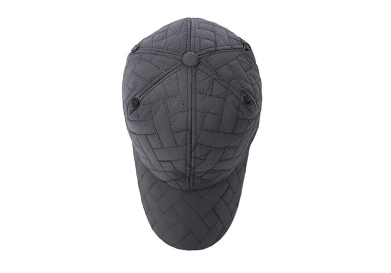 Winter Men's Cotton Polyester Baseball Caps With Earmuff Adjustable Size Outdoor Ear Protection Winter Hat Snapback Caps