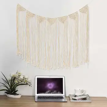 

94cm x39cm Hand Knitted Macrame Handcraft Wall Hanging Tapestry Cotton Bohemian Tapestry Handcraft Handmade Art Wedding Decor