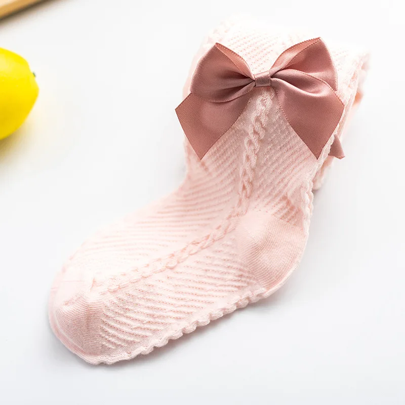 YWHUANSEN 0-10 Yrs Children Spring Autumn Winter Bowknot Tights Cotton Baby Girls Pantyhose Kids Infant Knitted Collant Tights ballet tights,children tights