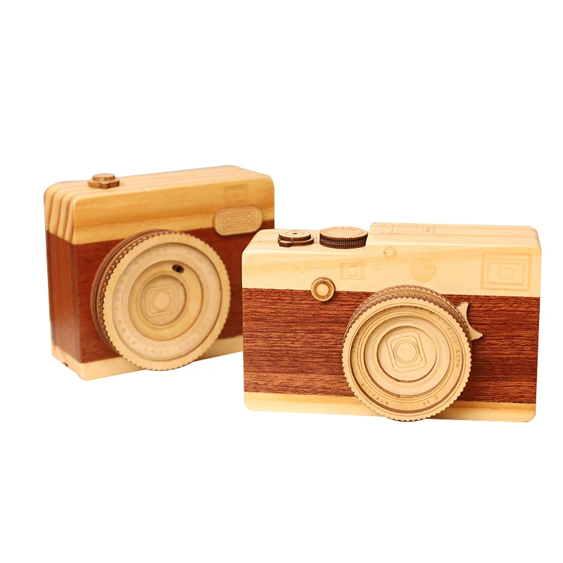 

Creative Wooden Camera Music Box Children's Day Gift Girls Birthday Gift Rotating Shutter Music Box Handmade Furniture Decoratio