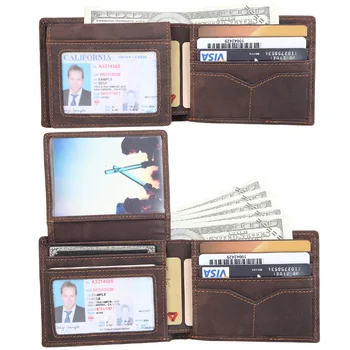 

Genuine Leather Wallet Man Rfid Crazy Horsehide Short Men Wallets Male Purse Card Holder Multi-Card Bit Retro Men's Purse
