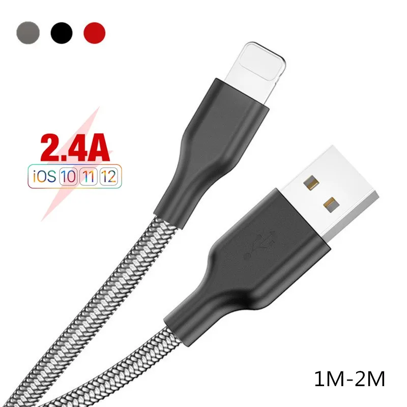 USB кабель для зарядки данных для 6s 6 7 8 Plus телефонный кабель для iPhone Xs Max XR X 10 5S iPad нейлоновый шнур для быстрой зарядки