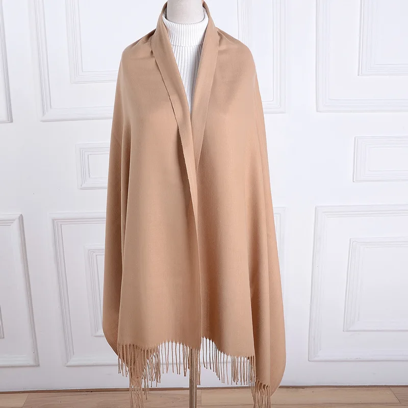 Khaki Scarf Кашемировый женский шарф новая теплая шаль Foulard Femme пашмины платок Шерстяной палантин голова шеи длинные зимние шарфы для женщин - Цвет: Khaki Scarf