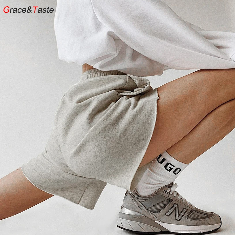 Шорты Grace &amp Taste с высокой талией вязаные Свободные повседневные женские модные