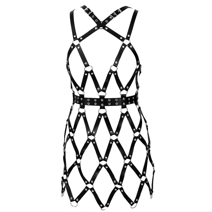 PG0228 PU Leather Harness Dreen Cage Bra Belt Lingerie Fetish Body Bondage Sexy Hollow Out Tops Caged Bralette Goth Punk Dance Rave - Цвет: PG0228