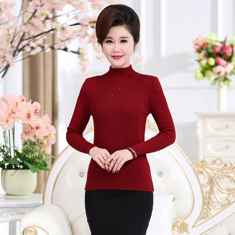 

Women Slim Fit Pullover Sweater Winter Autumn Sequined Knitting Tops Female Crew Neck Knitwear Plain Colour Jumper Mujer Jersey