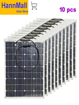 

HannMall Portable Flexible Solar Panel 12v 500w(10PCS*50W) Solar Battery Charger Waterproof Boat Fish Caravan Camp Motorhomes RV