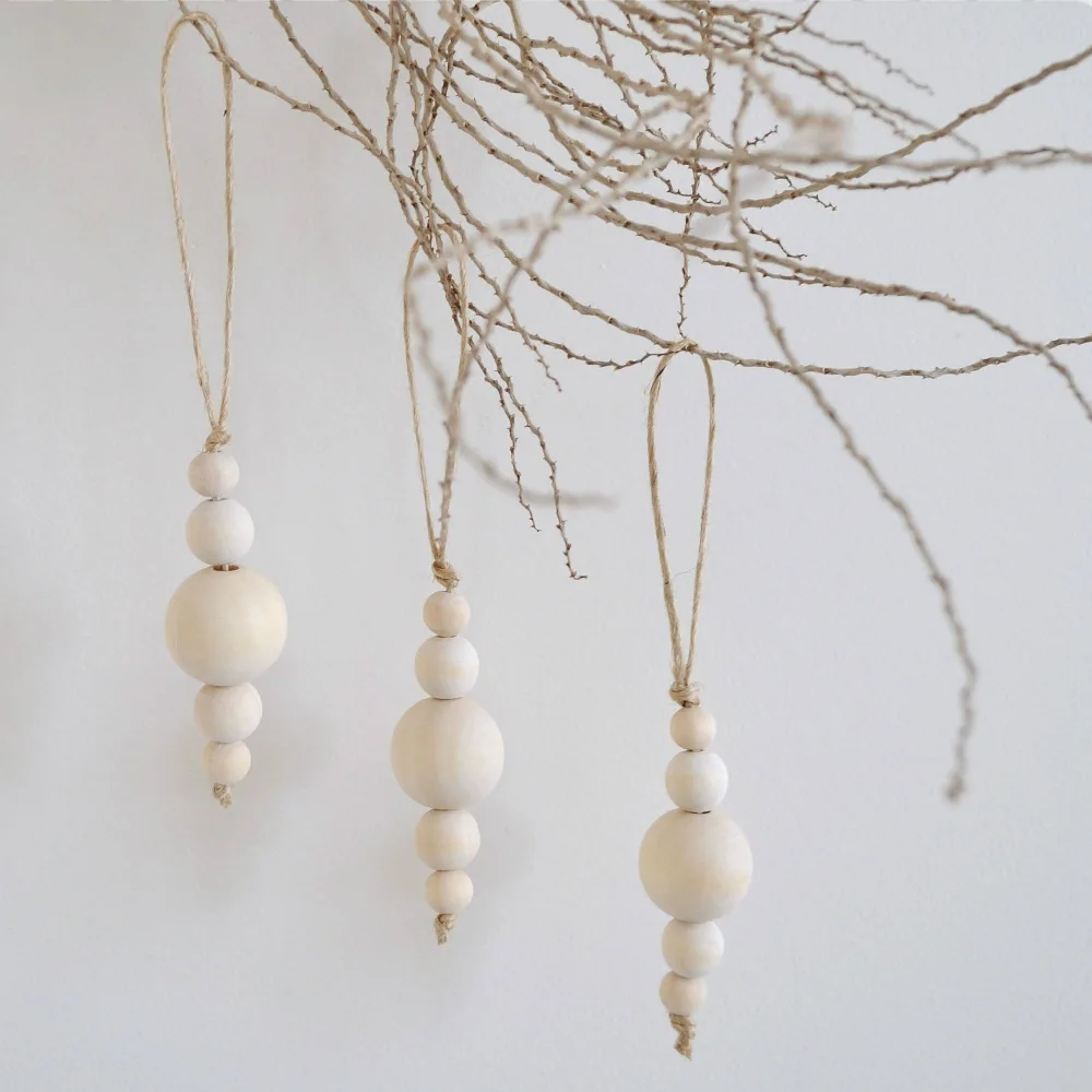 4PCS Handmade Natural Wood Bead Napkin Ring Holder Tassels Rustic Farmhouse Garland Wall Hanging Weddings Home Table Decor napkin ring