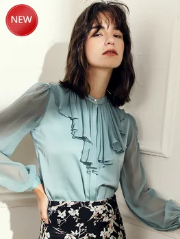

Women's Silk Shirt Women's Design Sense Non-Mainstream French Court Gentle Wind Top Sweet Puff Sleeve Silk Shirt Summer