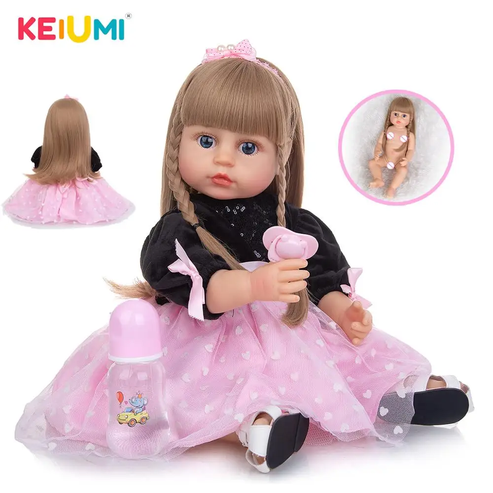 

Fashion Luxurious Dressed 55 cm Full Silicone Reborn Baby Dolls Cute Bebe Reborn Menina Bath Dolls Toy For Children's Day Gifts