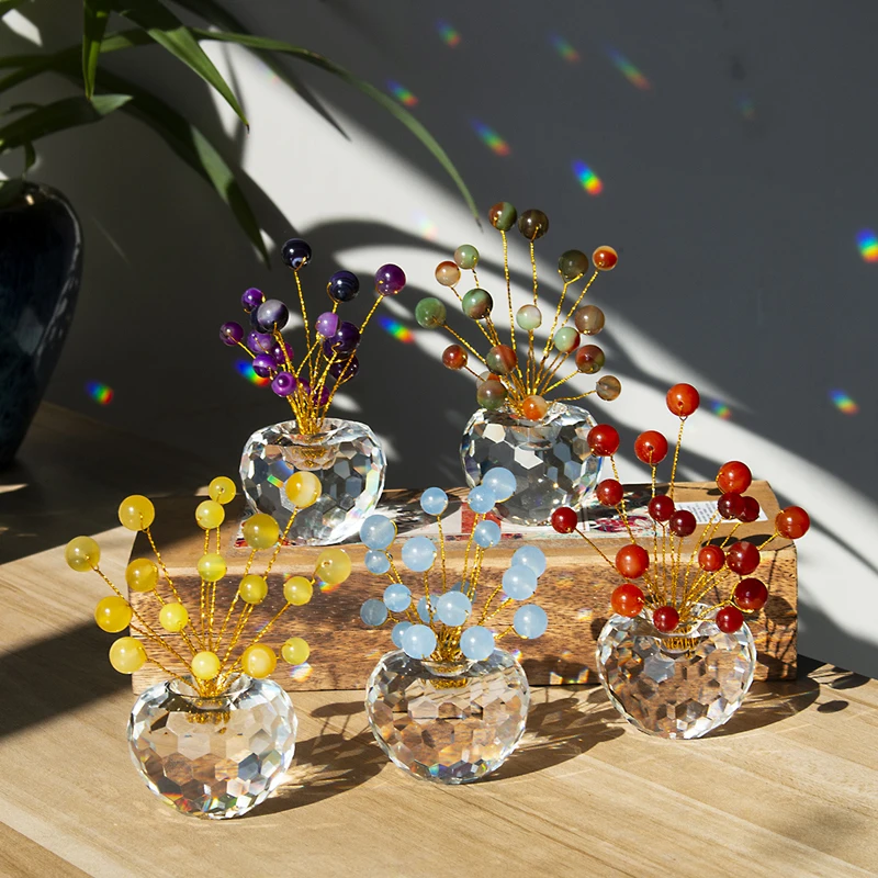 H&ampD 5 Colors Feng Shui Natural Healing Gemstone Crystal Bonsai Fortune Tree for Good Luck Wealth Prosperity Home Office Decor | Дом и сад