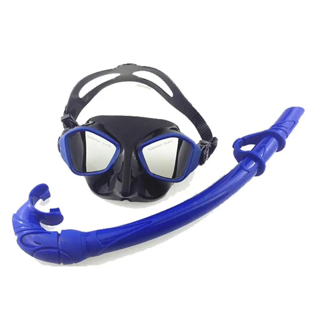 Blue HiMISS силиконовые очки водостойкие и противотуманные трубки унисекс сухой шланг маска для подводного плавания - Color: Blue