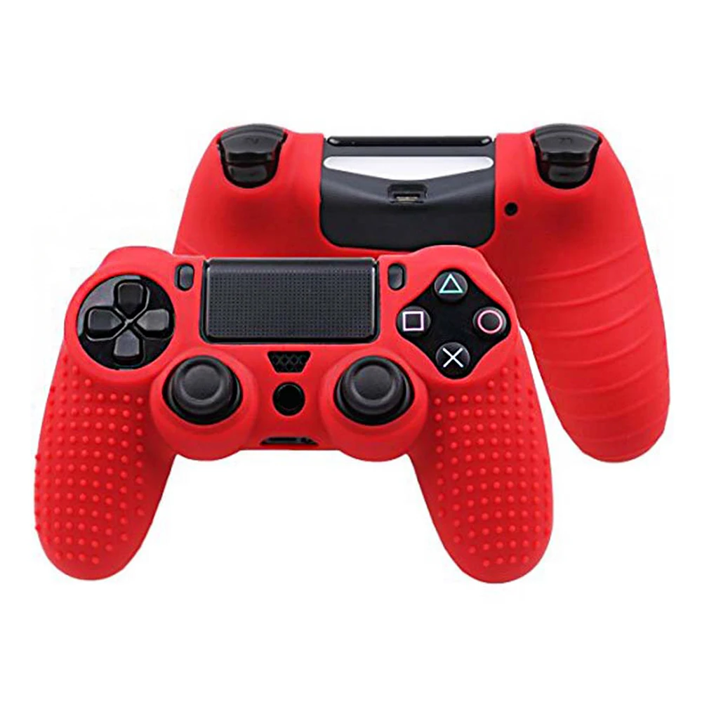 Red 8 цветов Противоскользящий Силиконовый чехол для sony playstation Dualshock 4 PS4/Pro/тонкий контроллер аксессуары и ручка - Цвет: Red