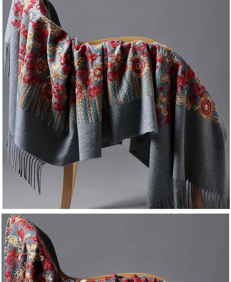 Бренд embroidy2019 шарф для женщин зимние новые кашемировые шарфы Дамская Шаль Обертывание женский платок одеяло с кисточками бандана Пашмина