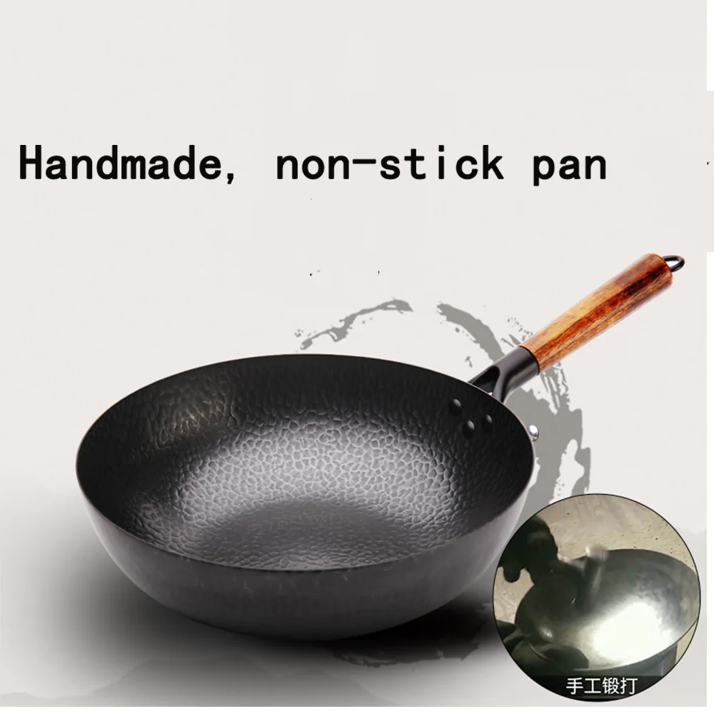 Details about   Chinese Traditional Iron Wok Handmade Large Carbon Steel Wok Non-stick Wok Gas 