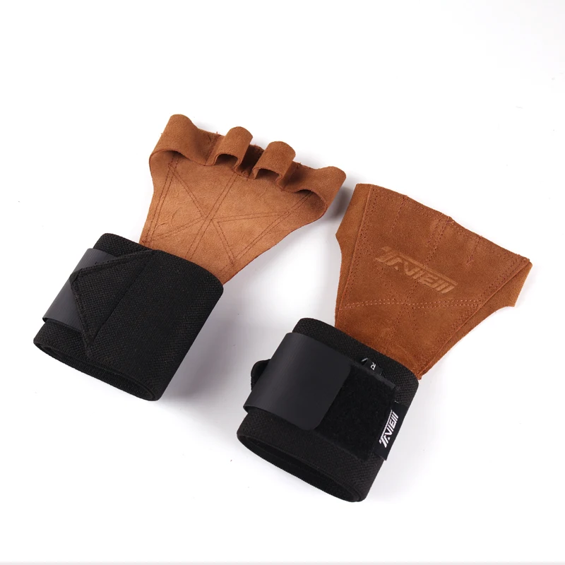 Кроссфит кожаные перчатки для занятий тяжелой атлетикой с наручными обертываниями ручные ручки для защиты ладони Powerlifting Pull Up фитнес-перчатки