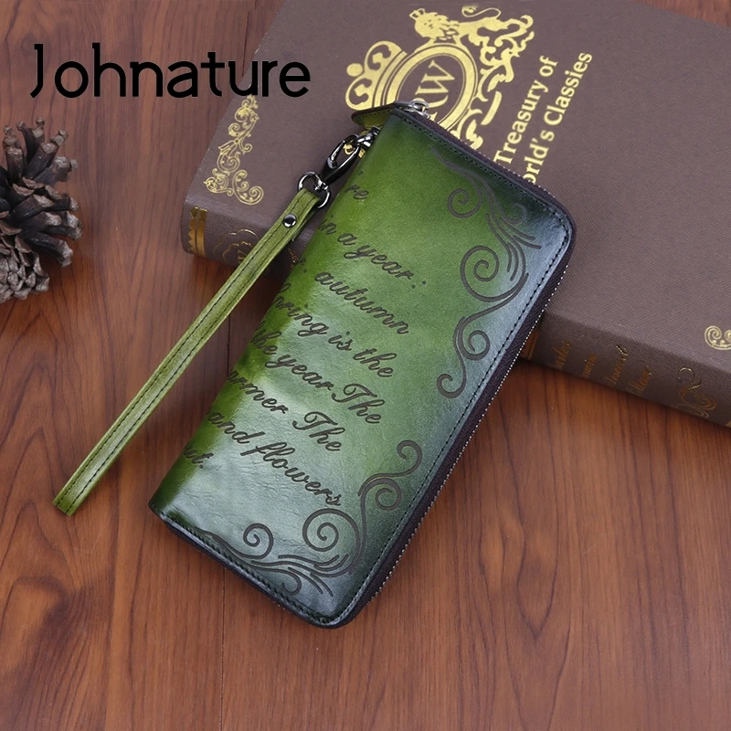 Женский кошелек ручной работы Johnature роскошный бумажник из натуральной воловьей