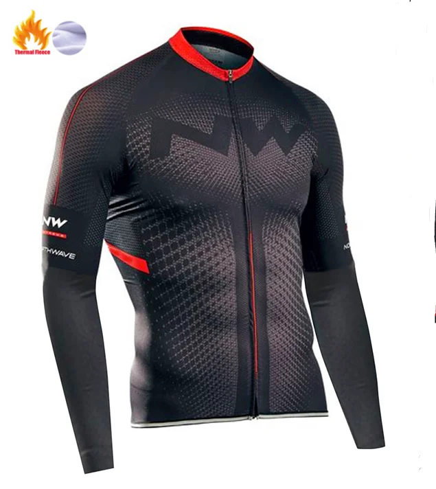 NW Winter Thermal Fleece Cycling Jersey Men long sleeve Set ropa ciclismo hombre MTB bike Cycling Clothing Maillot Ciclismo - Цвет: 14