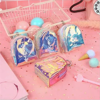 

1Pc New High Quality Women Creative Mini Laser Coin Bag Wallet And Pouch Purse Keychain Keyring Monedero Portemonnee