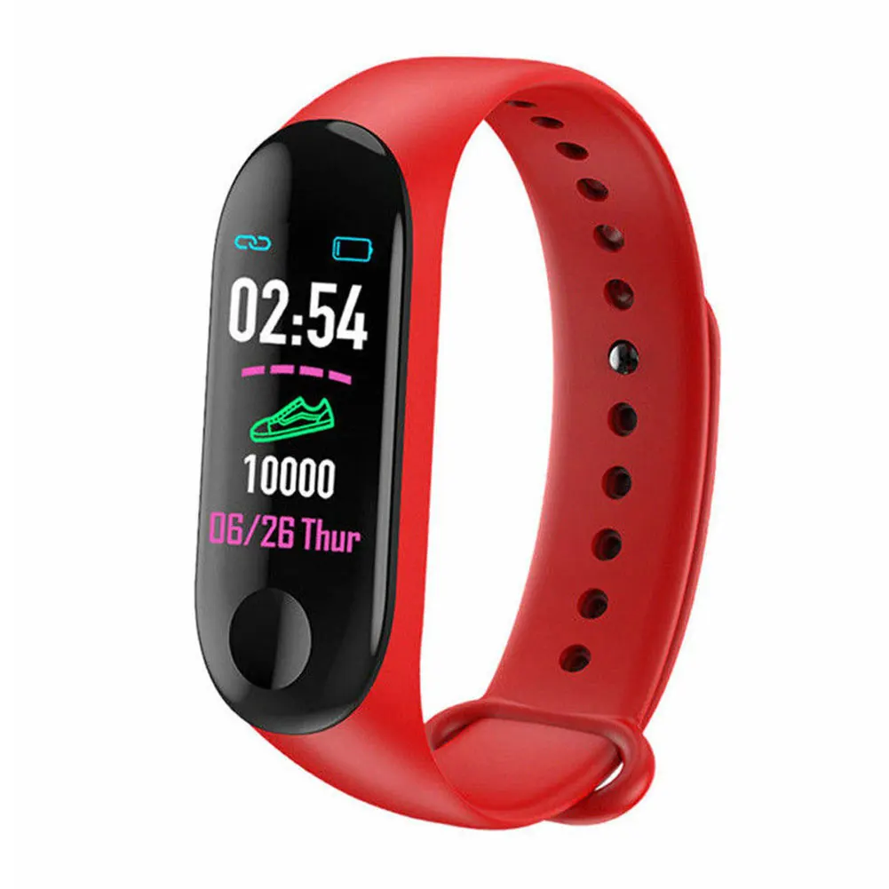 Heart Rate Monitor Waterproof Message Health Outdoor Sports Smart Wristband Watch Blood Pressure Step Counter Fitness Tracker - Цвет: Красный